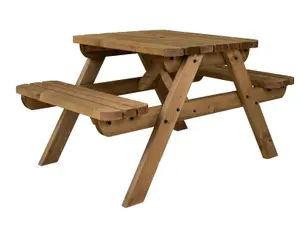 Fortem Rounded Pub Style Picnic Table Benches Set (3ft, Rustic brown)