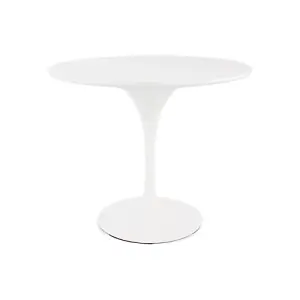 Tulip Set - White Medium Circular Table and Two Chairs with PU Cushion Orange