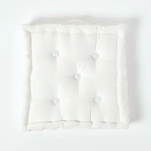 Homescapes Cotton Off White Floor Cushion, 40 x 40 cm