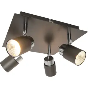 Hades Plate Square Gloss Graphite Chrome effect 4 Light Spotlight