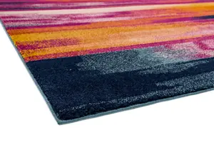 Stripe Multi Funky Modern Jute Backing Rug for Living Room Bedroom and Dining Room-200cm X 290cm