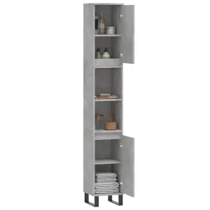 Berkfield Bathroom Cabinet Concrete Grey 30x30x190 cm Engineered Wood