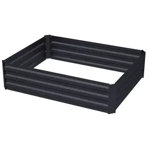 120cm W x 90cm D Galvanized Rectangular Raised Garden Bed Planter Box in Black