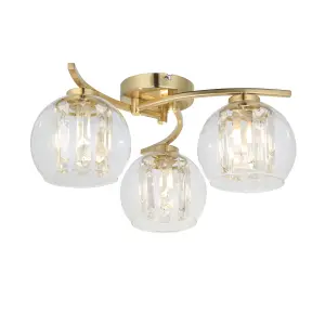 Harbour Studio Mallorie Satin Glass & metal Gold 3 Lamp LED Ceiling light