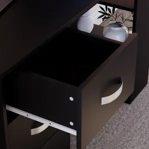 Vida Designs Mason Black Computer Desk With Shelves and 3 Drawers