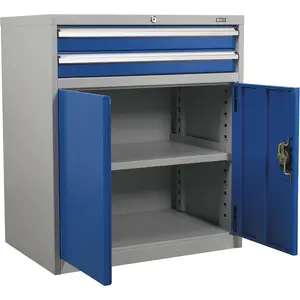 Heavy-Duty Industrial Double Locker Cabinet with Drawers and Shelf - 900x450x1000mm