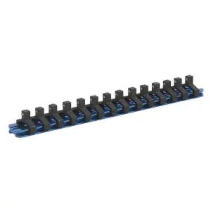 Sealey Socket Retaining Rail With 14 Clips Aluminium 1/4" Square Drive SR1414