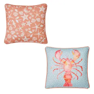 Lobster Outdoor/Indoor Water & UV Resistant Filled Cushion