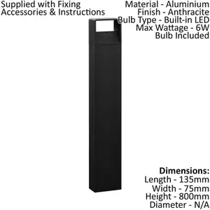 2 PACK IP44 Outdoor Bollard Light Anthracite Aluminium 6W LED Tall Lamp Post