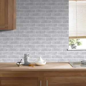 Contour Grey Brick effect Blown Wallpaper Sample