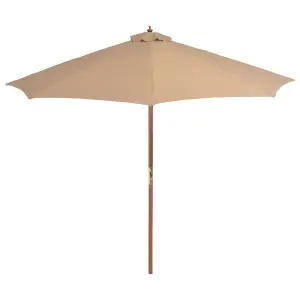 Berkfield Outdoor Parasol with Wooden Pole 300 cm Taupe