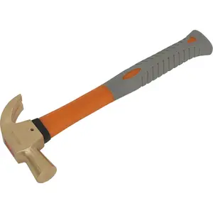 16oz Non-Sparking Claw Hammer with Fiberglass Shaft and Shock Absorbing Grip