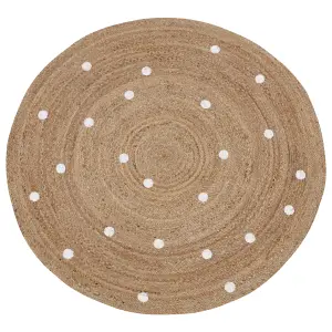 Round Jute Area Rug 140 cm Beige KHARRA