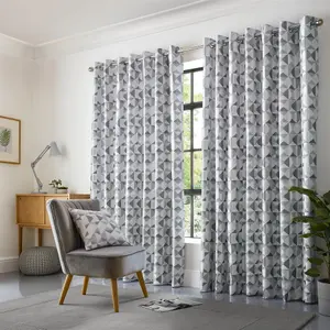 Zandi Ring Top Curtains 117cm x 137cm Silver/Grey