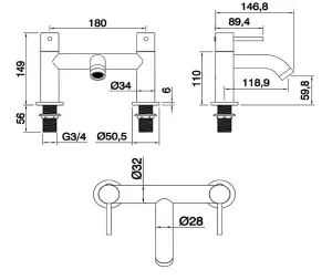 Aquarius RF-Series Bath Filler Mixer Tap Chrome