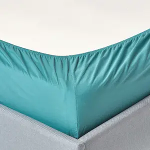 Homescapes Teal Egyptian Cotton Fitted Sheet 200 TC, Single