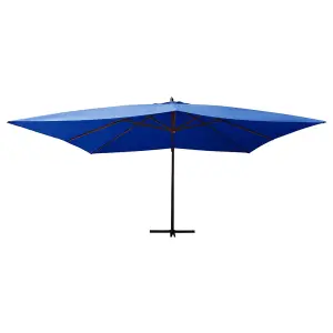 Berkfield Cantilever Umbrella with Wooden Pole 400x300 cm Azure Blue