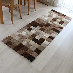 Funk Natural Brown Boxes Rug Rug 170x240cm for the Living Room