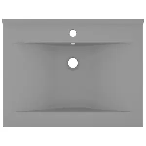 Berkfield Luxury Basin with Faucet Hole Matt Light Grey 60x46 cm Ceramic