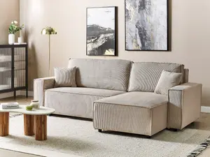 Sofa Bed ABACKA Beige Corduroy Left Hand