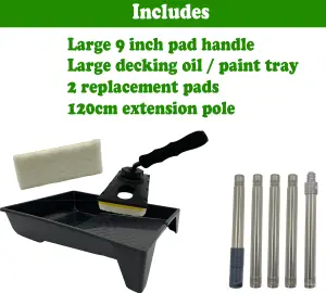 9 Inch Decking Stain Paint Pad Kit Applicator Kit for Decking Paint Oil Stain