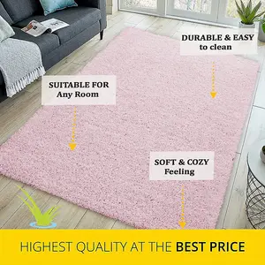 Abaseen 120x170 cm Baby Pink Shaggy Rug - Soft Touch Thick Pile Modern Rugs - Washable Area Rugs for Home and Office