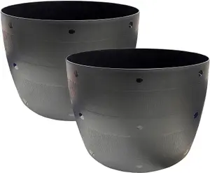 simpa 2PC Black Flexi Half Barrel Plastic Planters.