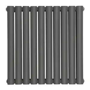 Right Radiators 600x590mm Horizontal Double Oval Column Designer Radiator Anthracite