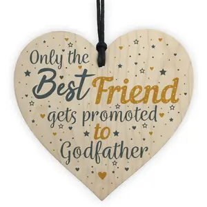 Red Ocean Red Ocean Godfather Friendship Best Friend Gift Christening Handmade Wooden Hanging Heart Gift Chic Plaque Sign