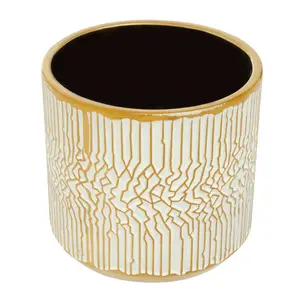 Interiors by Premier Honna Small White Gold Ceramic Planter