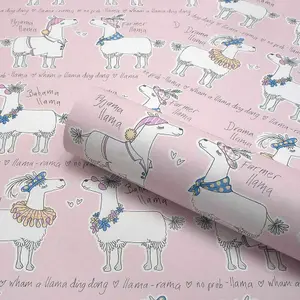 Belgravia Llama Rama Cartoon Blush Pink Childrens Bedroom Nursery Wallpaper 9731