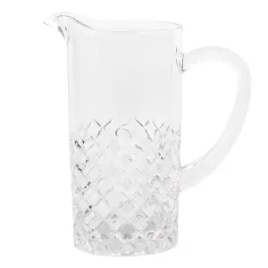 Vintage Style Cut Glass Pitcher Jug Diamond Relief Embossed Glass Carafe Serving Jug