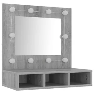 Berkfield Mirror Cabinet with LED Grey Sonoma 60x31.5x62 cm