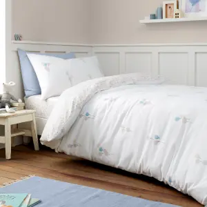 Bianca Brushed Balloons Reversible Cotton Duvet Cover Set with Pillowcase White