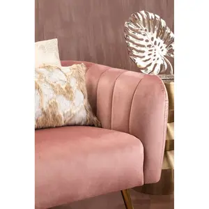 Interiors by Premier Modern Pink Velvet Chair with Gold Finish Legs, Back & Armrest Dining Chair, Easy to Clean Armchair