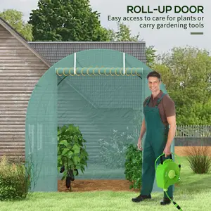 Outsunny Polytunnel Greenhouse Outdoor Grow House Roll Up Door Windows 2x2.5m