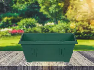 40cm Small Plastic Venetian Window Box Trough Planter Pot Green Colour