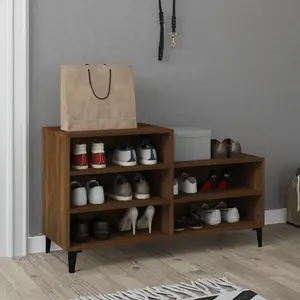 Berkfield Shoe Cabinet Brown Oak 102x36x60 cm Engineered Wood