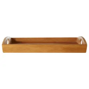 Interiors by Premier Eco Friendly Bamboo Serving Tray With Handles, Practical Design Bamboo Serving Tray, Easy Grip Tray