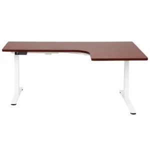 Adjustable Desk Electric Right Hand Dark Wood DESTINES