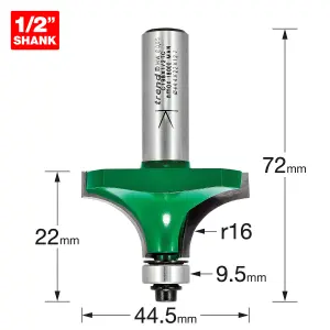 Trend C198X1/2TC 1/2" TCT Bearing Guided Rounded Over Edge Ovolo 16mm Radius