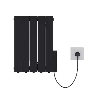 Right Radiators Electric Oil Filled Radiator WiFi Timer Portable Wall Mounted Thermostat Heater Black 900W