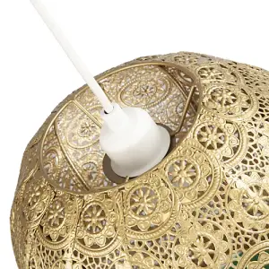 30cm Spherical Moroccan Pendant Lamp Shade in Satin Gold Metal - Vintage Design