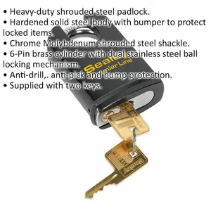 Heavy-Duty 61mm Anti-Drill Shrouded Padlock with 11mm Hardened Steel Shackle and 2 Keys