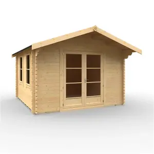 12ft x 12ft (3550mm x 3550mm) Horsforth "The Topeka Plus" 44mm Log Cabin With 2 Opening Windows