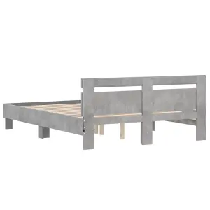 Berkfield Bed Frame with LED without Mattress Concrete Grey 140x190 cm