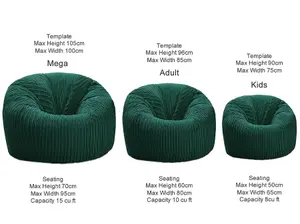 Adult Classic Beanbag Jumbo Cord Bean bags Ready filled - Teal