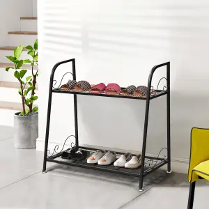 Costway 2-tier Metal Plant Stand Shelf Multifunctional Flower Rack Display Pot Holder