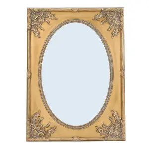 Wall Mounted Gold Wooden Plastic Flower Framed Decorative Framed Mirror W 840mm x H 1140mm