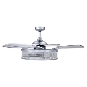 Adilene 122cm Ceiling Fan with Light Kit Transparent with Chrome Blades